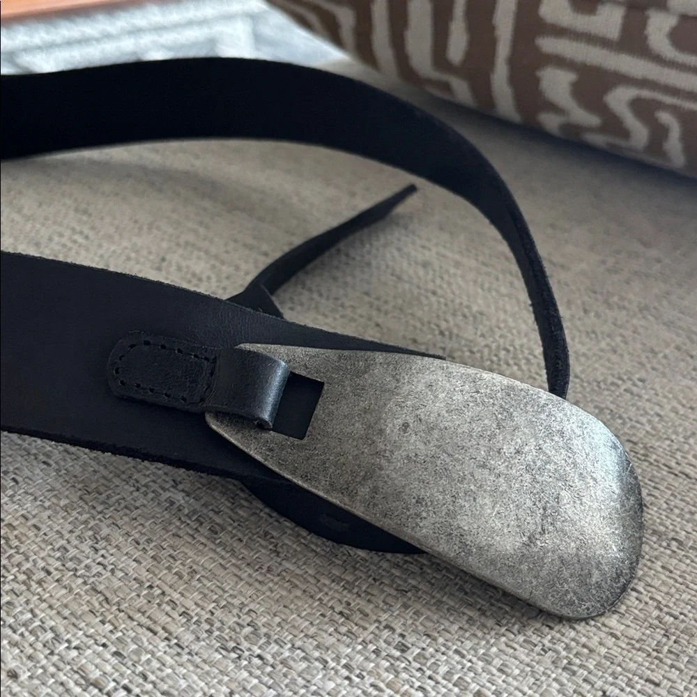 Free People Oyster Bay Hip Belt In Black & Silver Buff leather belt s/m